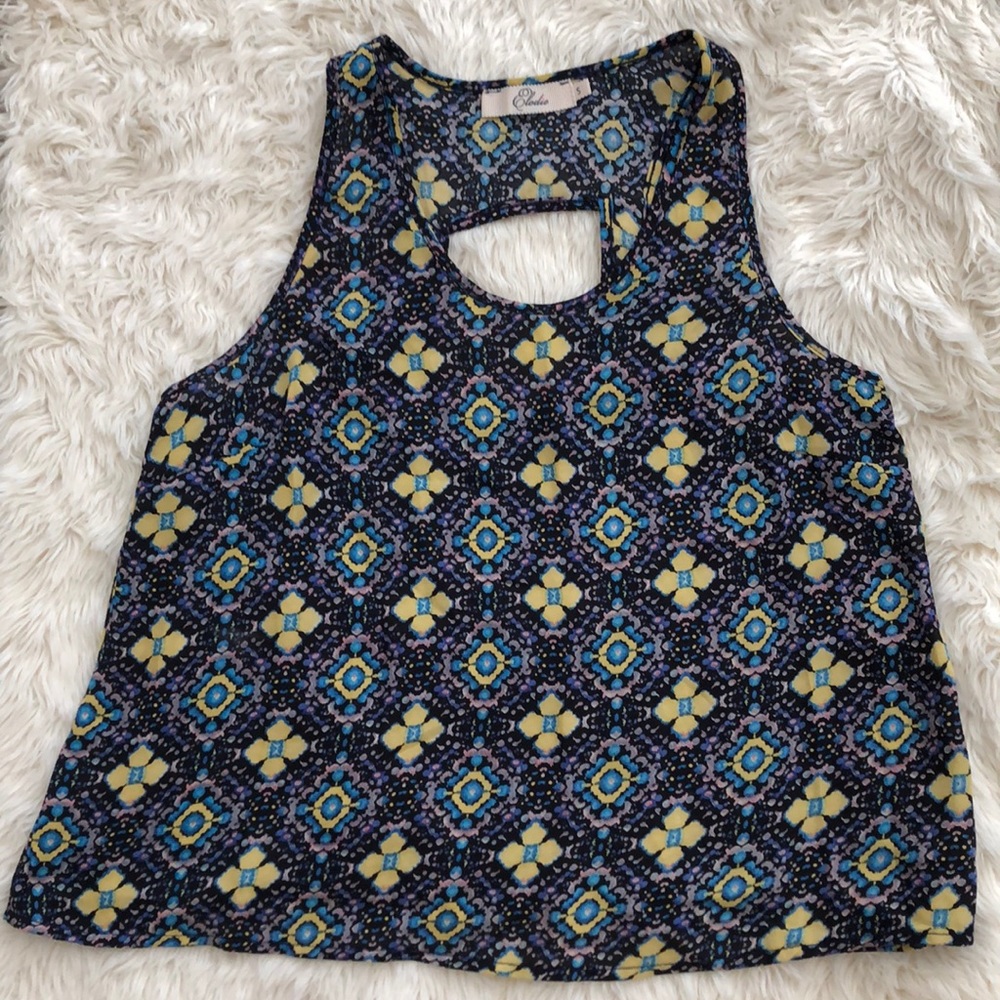 Elodie navy tank with keyhole back
